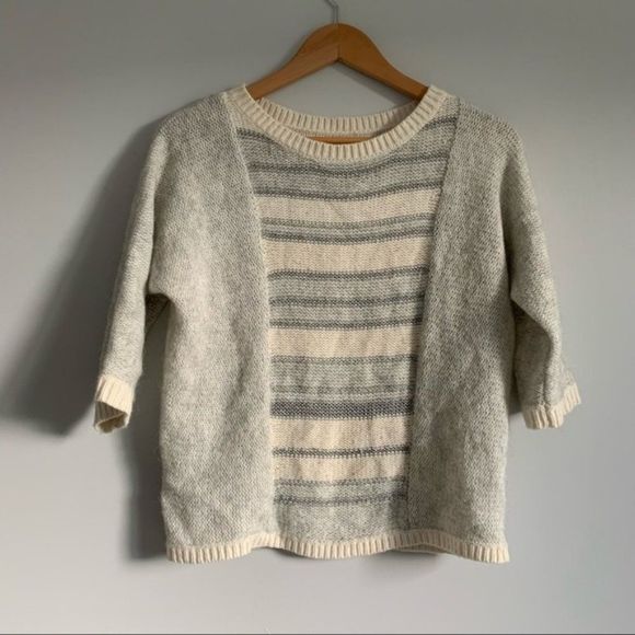 Ann Tylor LOFT cream silver shimmery oversized chunky knit sweater size Small - Picture 9 of 9